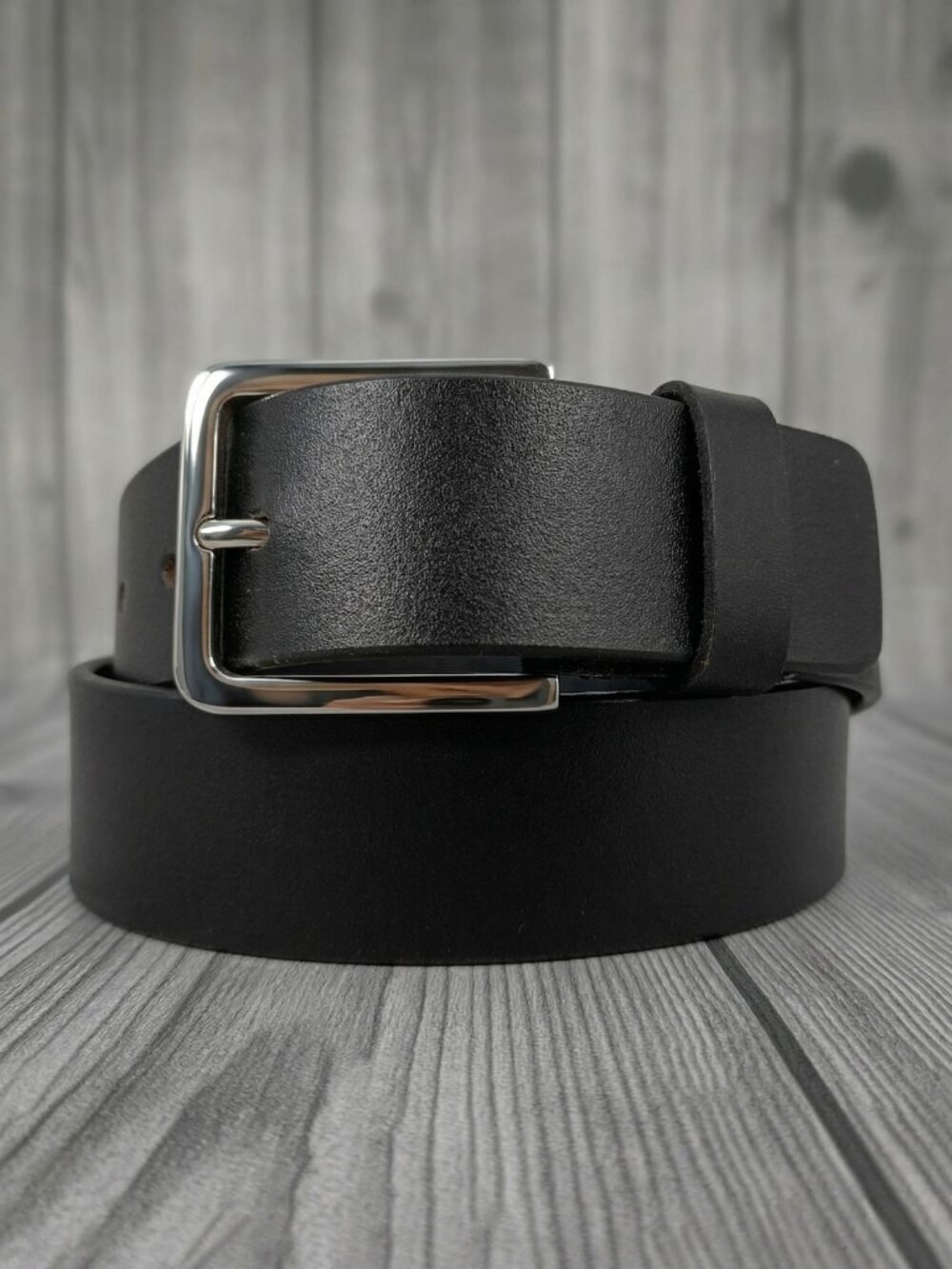 Genuine Leather Men Belt Brown with Heavy Silver Buckle